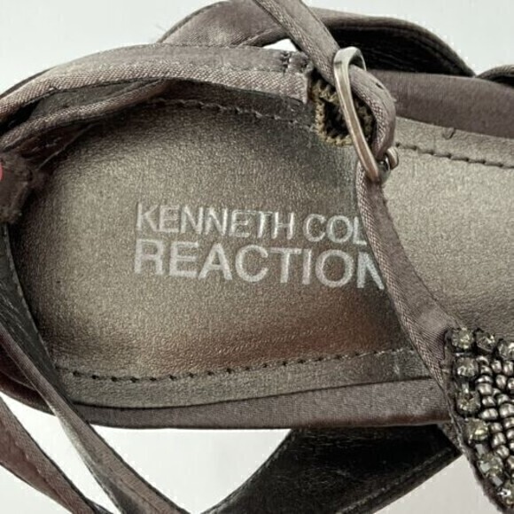 Kenneth Cole Reaction Women’s Size 8.5 M Beads and Jewels Pewter 4" Sandal heels - Picture 7 of 9